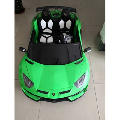 Masinuta electrica Drift pentru copii 3-8 ani cu viteza maxima 13km/h Lamborghini Aventador SVJ Roadster 24V 500W, scaun tapitat reglabil, Telecomanda 2.4GHz, Bluetooth, Radio FM, faruri si stop cu lumini LED (2028-drift) Verde