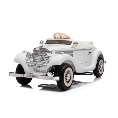 Masinuta electrica pentru copii 1-5 ani Mercedes Retro TYP 540K 4x4 sarcina max pana la 100kg, cu loc pe spate pentru parinte, Telecomanda (A200) Alb