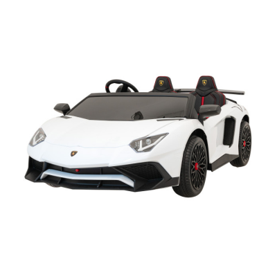 Masinuta electrica pentru copii mari Lamborghini Aventador SV, 2 locuri cu sarcina pana la 100kg si viteza max 15km/h (8803) Alb