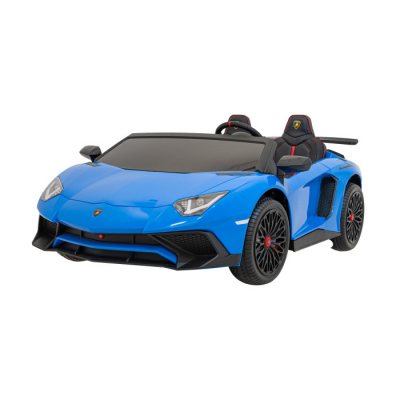 Masinuta electrica pentru copii mari Lamborghini Aventador SV, 2 locuri cu sarcina pana la 100kg si viteza max 15km/h (8803) Albastru