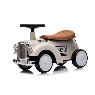 Masinuta premergator fara pedale, Kinderauto Retro Baby Car cu roti moi, alba