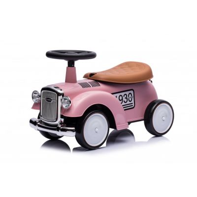 Masinuta premergator fara pedale, Kinderauto Retro Baby Car cu roti moi, roz