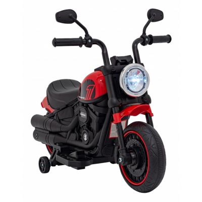 Motocicleta electrica pentru copii Chopper Faster AHL008 78x30x55 cm rosu 20W cu lumini, panou audio si indicator incarcare