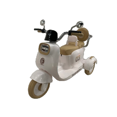 Scuter electric cu 3 roti si telecomanda, pentru 2 copii, Kinderauto FavorBaby 70W, alb