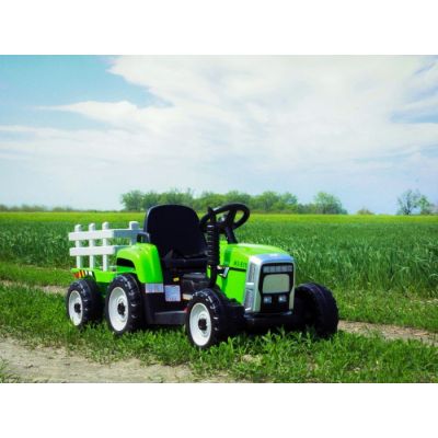 Tractor electric pentru copii cu remorca Workers Truck (MX-611) Verde - Autokids.ro