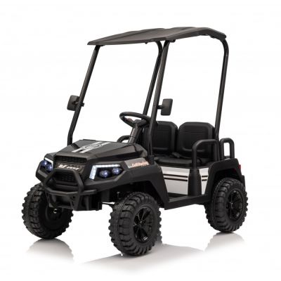 UTV electric pentru copii Kinderauto Golf-Kart, cu 4 locuri, 400W, 24V 7Ah, amortizoare, roti moi EVA, music player, negru