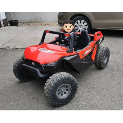 UTV electric pt copii 3-10 ani cu 2 locuri, 300W Buggy XXL 24V 4x4 roti eva scaun piele, buggy electric copii 1928 Rosu