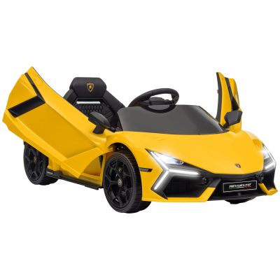 AIYAPLAY Mașină electrică 12V cu licență Lamborghini Revue vehicul electric telecomandă viteză 3-5 km/h 3-5 ani galben | Aosom Romania