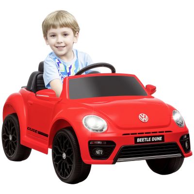 AIYAPLAY Mașină electrică 12V sub Licență Volkswagen Beetle cu telecomandă, viteză 3-5 km/h, 3-5 ani, roșu | Aosom Romania