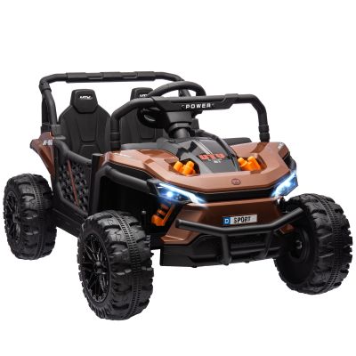 AIYAPLAY Mașină electrică pentru copii UTV buggy electric pentru copii cu telecomandă 2.4Ghz 2 motoare 103L x 69l x 59H cm maro | Aosom Romania