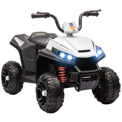 AIYAPLAY Quad electric pentru copii, lumină & muzică, suspensie, 5 km/h, 50 Min. timp de rulare, pentru 3-5 ani, Alb | Aosom Romania