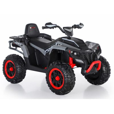 Atv electric copii Nichiduta Ultimate Race Grey 12V,roti eva,2 motoare,portbagaj cu capac,faruri led,functie swing si slow start,amortizor cu arc pe spate