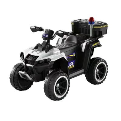 ATV electric pentru copii 3-6 ani, Kinderauto Police, 80W, 12V 7Ah, echipare premium, alb