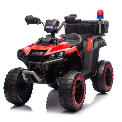 ATV electric pentru copii 3-6 ani, Kinderauto Police, 80W, 12V 7Ah, echipare premium, rosu