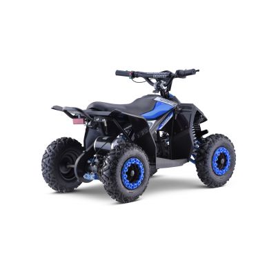 Atv electric pentru copii Hiperfect Blue, cu motor 1000W, baterie de 48V12Ah, viteza 35 kmh, cadrul din metal armat, echipat cu roti pneumatice, suspensii, faruri LED frontale, claxon integrat, pornire cu cheie