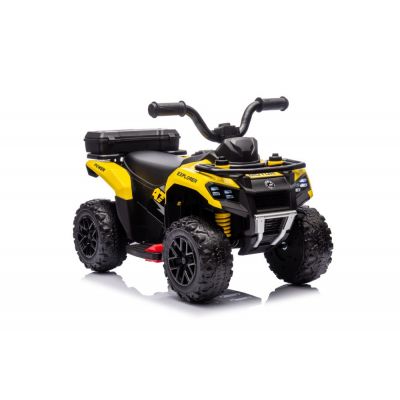 Atv electric pentru copii LeanToys yellow 35W, viteza 1.5-2 kmh, faruri frontale led, cu sunete si lumini, roti late din eva, suport picioruse