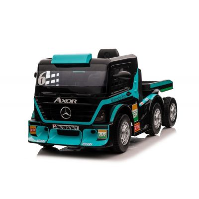 Camion electric pentru copii Mercedes XMX622B Blue, cu telecomanda 2.4G, doua motoare de 45W, baterie dubla de 12V7Ah, afisaj LCD, MP4, conectivitate Bluetooth, port MP3 si USB, dimensiune 143 x 72 x 67 cm