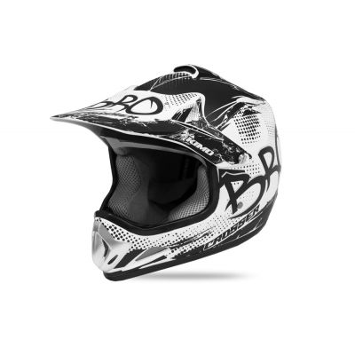 Casca de protectie pentru copii BRO Kimo Cross cu ventilatie si vizor reglabil, alba