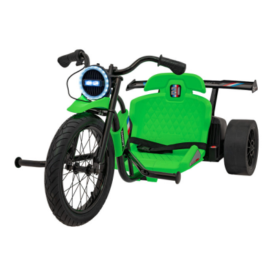 Drift trike electric pentru copii 5-13 ani  24V 500W faruri cu lumini LED, viteza max 14 km/h (2338) Verde