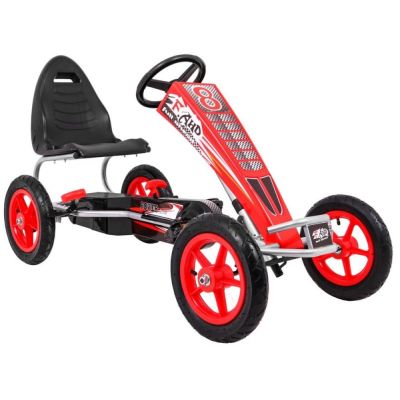 GO Kart cu pedale, 6-15 ani, Kinderauto F8-1, roti Gonflabile 10 inch, culoare rosie