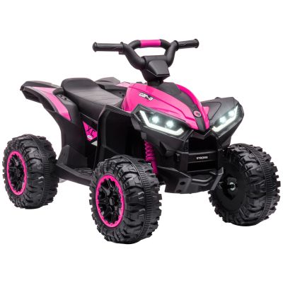 HOMCOM ATV Electric pentru Copii cu Motor Dublu și 2 Viteze, Roți, Faruri LED, Claxon și Muzică, 83x53x55.5 cm, Roz | Aosom Romania