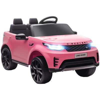 HOMCOM Mașină Electrică pentru Copii 3-6 Ani cu Licență Land Rover Discovery 12V, 2.5-4.5 km/h Auto Electrică pentru Copii cu 2 Motoare, Suspensii, Telecomandă, USB, Muzică, Faruri și Claxon, Roz | Aosom Romania