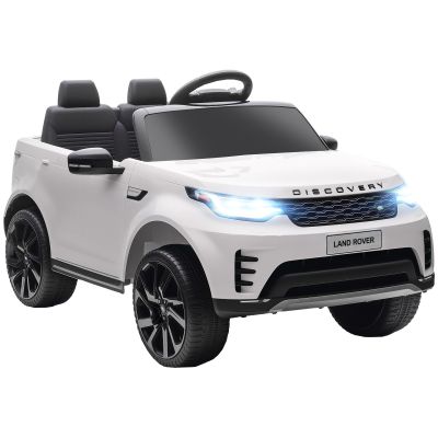 HOMCOM Mașinuță Electrică pentru Copii 3-6 Ani sub Licență Land Rover Discovery 12V, 2.5-4.5 km/h Auto Electrică pentru Copii cu 2 Motoare, Suspensii, Telecomandă, USB, Muzică, Faruri și Claxon, Alb | Aosom Romania