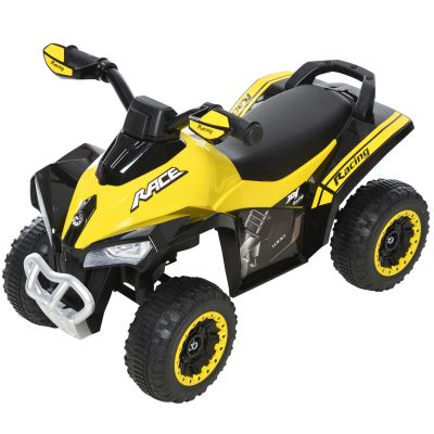 HOMCOM Mini ATV, Motocicletă pentru Copii 18-36 Luni cu Muzică Integrată și Ghidon Larg, 67,5x38x44 cm, Galben | Aosom Romania