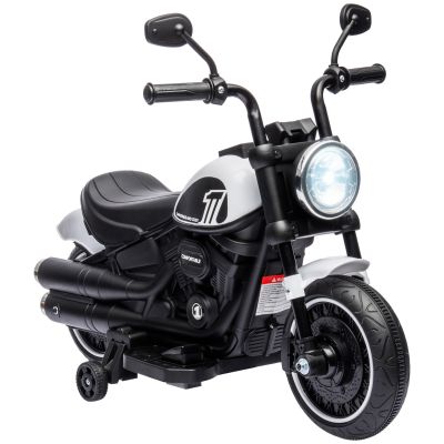 HOMCOM Motocileta Electrica de 6V cu Roti de Antrenament, Motocicleta Electrica Alimentata cu Baterii pentru Baieti si Fete, cu un Singur Buton de Pornire, Pedala, Far, pentru 18-36 luni, Albastru | Aosom Romania