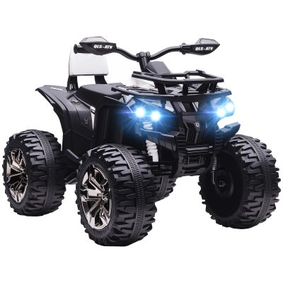 HOMCOM Quad Electric pentru Copii 3-5 Ani 12V, 3-8km/h Mini Quad pentru Copii cu 2 Motoare, Muzică, MP3, Conector USB, Card TF, Faruri și Pedală, Alb | Aosom Romania