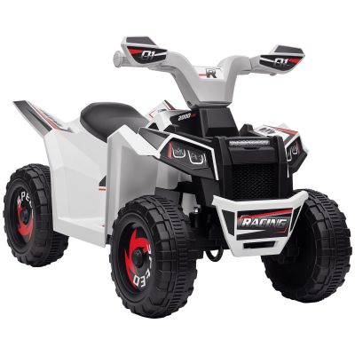 HOMCOM Quad electric pentru copii vehicul cu baterie 6V cu mers înainte și înapoi 70L x 41,5l x 48,5H cm Alb | Aosom Romania