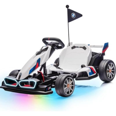 Kart electric pentru copii  BMW Motosport  putere 500W, sasiu ajustabil, Alb