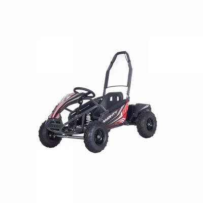 Kart electric pentru copii Gokart Maighty Black, putere 1000W48V, baterie 48V12Ah, vitexa maxima 30 kmh, scaun reglabil, frane hidraulice cu disc, amortizoare, anvelope gonflabile cu suspensii si scaun reglabil