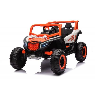 Kinderauto Warrior, UTV electric pentru copii, 4x4, 120W, 12V 7Ah, roti moi Premium, culoare portocalie
