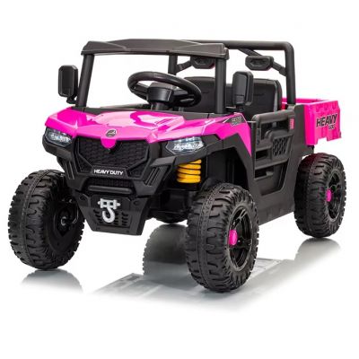 Masinuta electrica copii Nichiduta Heavy Duty Rose Red cu remorca,telecomanda 2.4G,2 motoare,acumulator 12V4.5Ah,usi cu deschidere,lumini led,indicator baterie