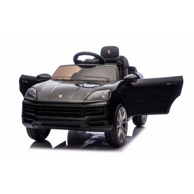 Masinuta electrica copii Porsche Cayenne Black cu licenta,acumulator 12V,deschidere usi,unitate audio cu usb,farusi si stopuri led,pornire la buton,centura de siguranta