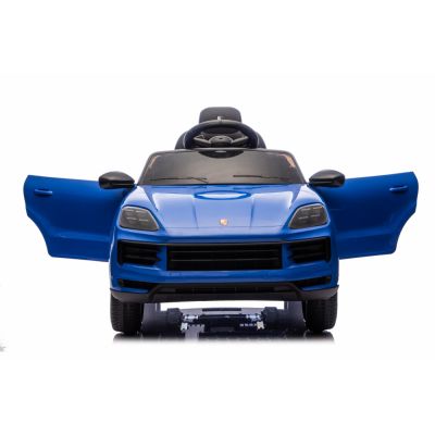 Masinuta electrica copii Porsche Cayenne Blue cu licenta,acumulator 12V,deschidere usi,unitate audio cu usbmp3bluetooth,faruri si stopuri led,pornire la buton,slow start,centura de siguranta