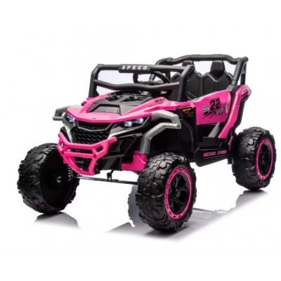 Masinuta electrica cu telecomanda pentru copii Nichiduta Racing Speed Pink,acumulator 12V4.5Ah,scaun piele,2 motoare,deschidere usi,faruri cu led,roti rezistente cu suspensii,slow start