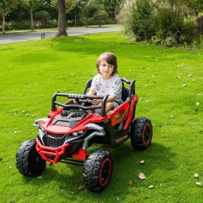 Masinuta electrica cu telecomanda pentru copii Nichiduta Racing Speed Red,acumulator 12V4.5Ah,scaun piele,2 motoare,deschidere usi,faruri cu led,roti rezistente cu suspensii,slow start