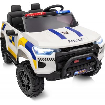 Masinuta electrica de politie pentru 2 copii, Kinderauto Police Patrol, 4x4, 800W, 24V, premium, culoare alba