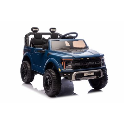 Masinuta electrica pentru 2 copii Ford Raptor F-150 Cobalt Blue cu licenta,proiectoare,acumulator 24V,telecomanda 2.4G,faruri led,motoare x 200w,slow start,centuri de siguranta individuale,greutate admisa 60kg