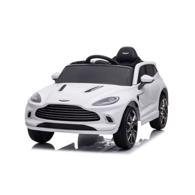 Masinuta electrica pentru copii Aston Martin DBX 12V 100W 4x4, roti din spuma moale EVA, scaun din piele eco, Telecomanda 2.4 GHz, lumini LED, Bluetooth (S310) Alb