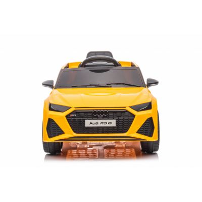 Masinuta electrica pentru copii Audi RS6 Yellow cu roti EVA 70W, telecomanda, pornire la buton, roti Eva si scaun piele