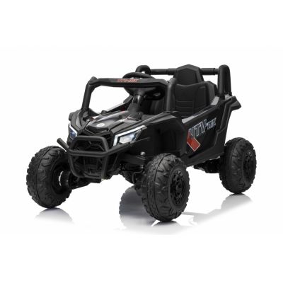 Masinuta electrica pentru copii Buggy Madman UTV-MX Black, 4 motoare 35W, baterie 12V10Ah, telecomanda 2.4 GHz, roti spuma EVA 24x10 cm, sarcina maxima 30 kg, scaun piele ecologica, deschidere usi, MP3, USB, Bluetooth