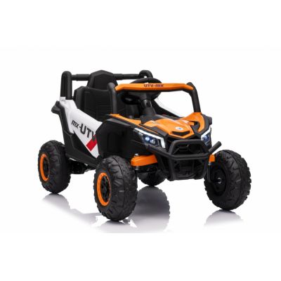 Masinuta electrica pentru copii Buggy Madman UTV-MX White, 4 motoare 35W, baterie 12V10Ah, telecomanda 2.4 GHz, roti spuma EVA 24x10 cm, sarcina maxima 30 kg, scaun piele ecologica, deschidere usi, MP3, USB, Bluetooth