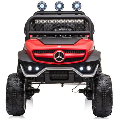 Masinuta electrica pentru copii Chipolino OffRoad Mercedes Unimog Red cu scaun din piele, roti EVA cu suspensie, deschidere usi, greutate admisa 30 kg