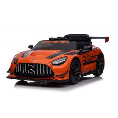 Masinuta electrica pentru copii cu licenta Mercedes Benz AMG Orange cu echipare premium,telecomanda cu 3 viteze,roti eva,scaun din piele,2motoare x 35w,usi cu deschidere,bluetooth,indicator baterie,eleron,sistem troller