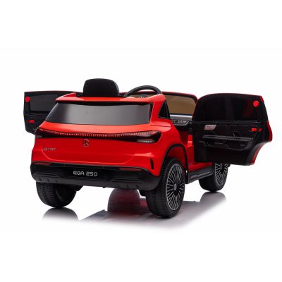 Masinuta electrica pentru copii cu licenta Mercedes Benz EQA  Red,echipare premium,telecomanda 2,4G,roti EVA,scaun din piele,2 motoare,faruri si stopuri cu LED,deschidere usi,suspensii