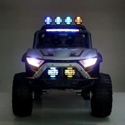 Masinuta electrica pentru copii cu telecomanda 2,4G Nichiduta Alaser Grey,2motoarex55W,Roti EVA cu rulment,Scaun din piele ecologica,Suspensii,Lumini LED fataspate,Usi cu deschidere,Functie leganare,Bara cu proiectoare