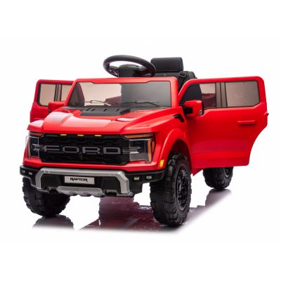 Masinuta electrica pentru copii Ford Raptor F-150 Red cu licenta,faruri si stopuri led,muzica,2 motoare,acumulator 12V4,5Ah,deschidere usi,slow start,spatiu de depozitare